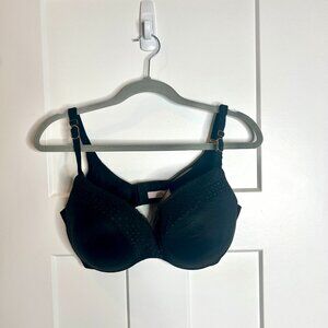 Victoria's Secret Black Incredible Perfect Shape Bra Lace Detail SIze 34DDD
